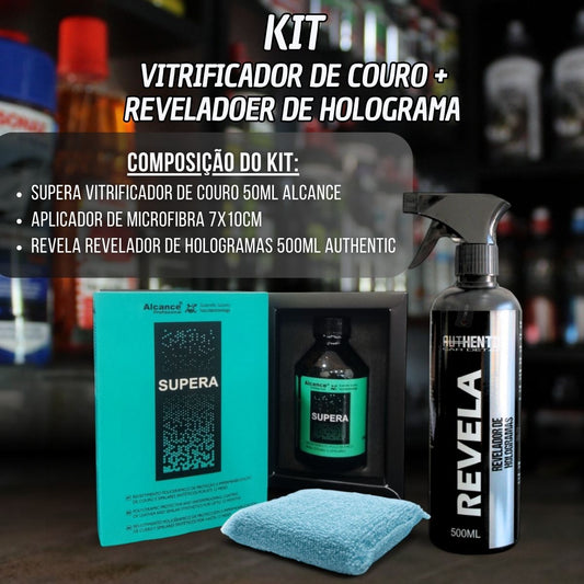 Kit Supera Vitrificador de Couro 50ml Alcance + Revela 500ml