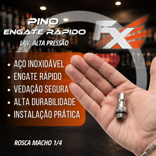 Pino de Engate Rápido Rosca Macho 1/4 Lav. Alta Pressão FX