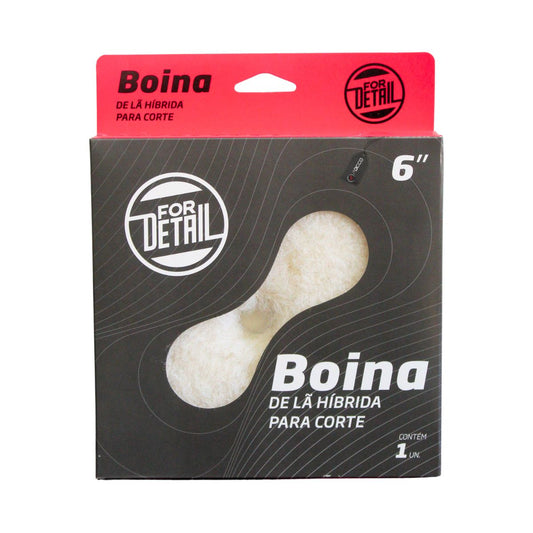 Boina de Lã Hibrida Branca Corte 6" For Detail