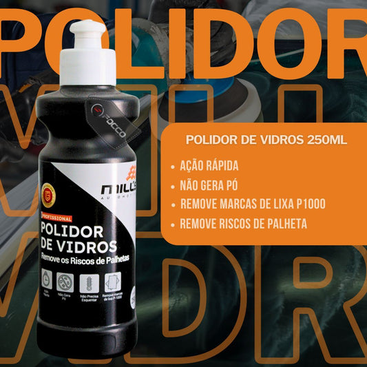 Kit Polidor de Vidros 250ml + Boinas Agressivas Mills