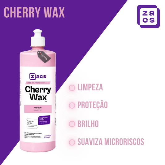 Kit Cherry Wax Cera de Carnauba Zacs 1l + Espuma Aplicadora
