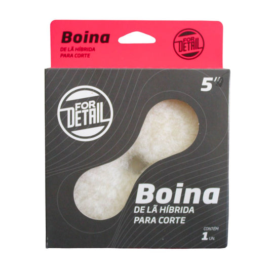 Boina de Lã Hibrida Pirulito Branca Corte 5" For Detail