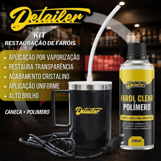 Kit Caneca e Polimero P/ Restauração De Faróis Detailer