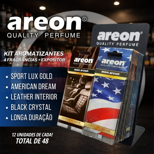 Kit Aromatizantes 4 Fragrâncias 48un + 1 Expositor Areon