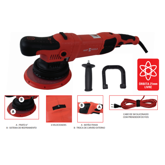 Politriz Roto Orbital Red e Shine 6 21mm 900W 60HZ 220V Sigma Tools