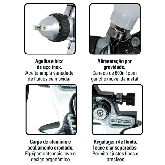 Pistola Pintura Gravidade 1.3 600ml Sigma Tools