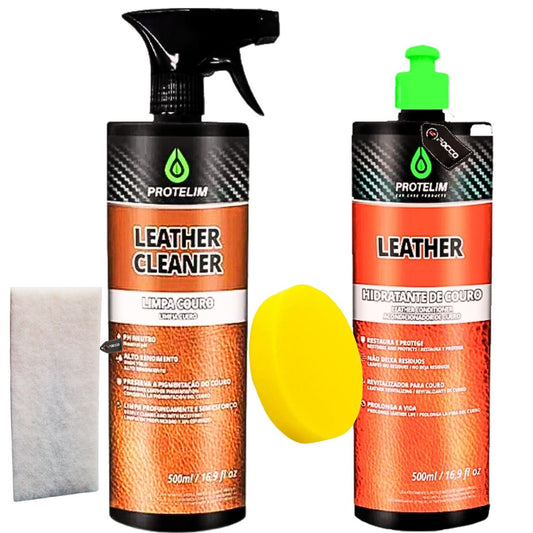 Kit Limpa e Hidrata Couro Completo 500ml Protelim