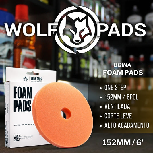 Boina Espuma Laranja One Step Pad 152mm 6pol Ventilado Wolf Pads