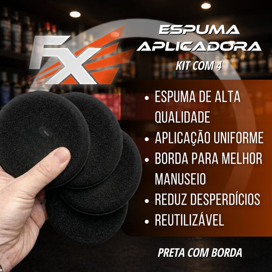 kit com 4 Espuma Aplicadora Preta com Borda FX
