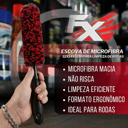 Escova de Microfibra 32x14x5cm para Limpeza de Rodas FX