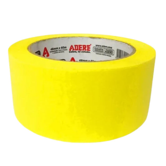 Fita Crepe 48x40 Amarela Automotiva Larga C/ 10 Un Adere