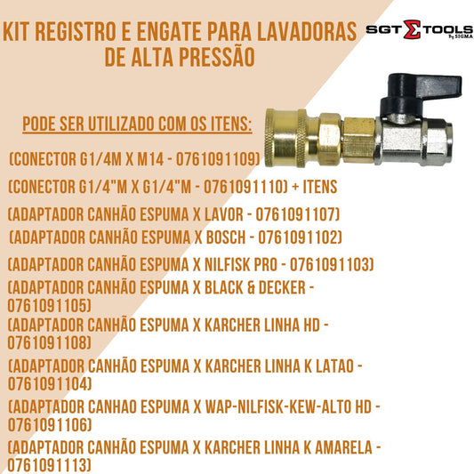 Kit Registro e Engate para Lavadoras de Alta Pressão Sigma Tools