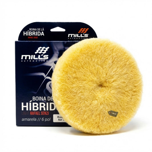 Boina de Lã Híbrida Amarela c/ Interface Laranja 6" RS Mills