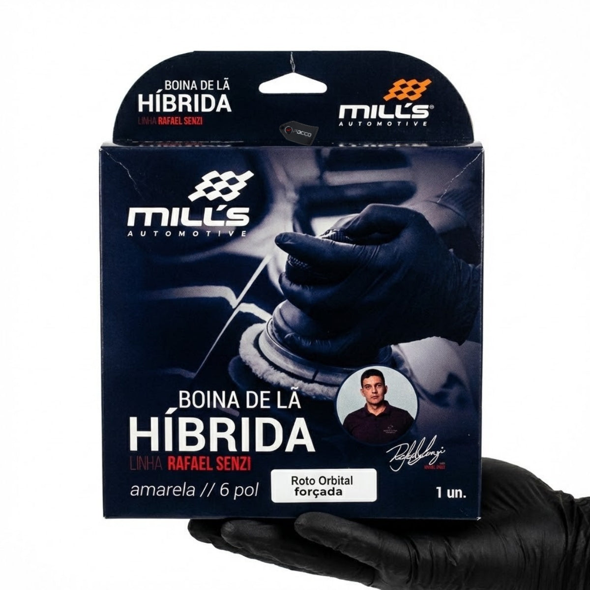 Boina de Lã Híbrida Amarela c/ Interface Laranja 6" RS Mills