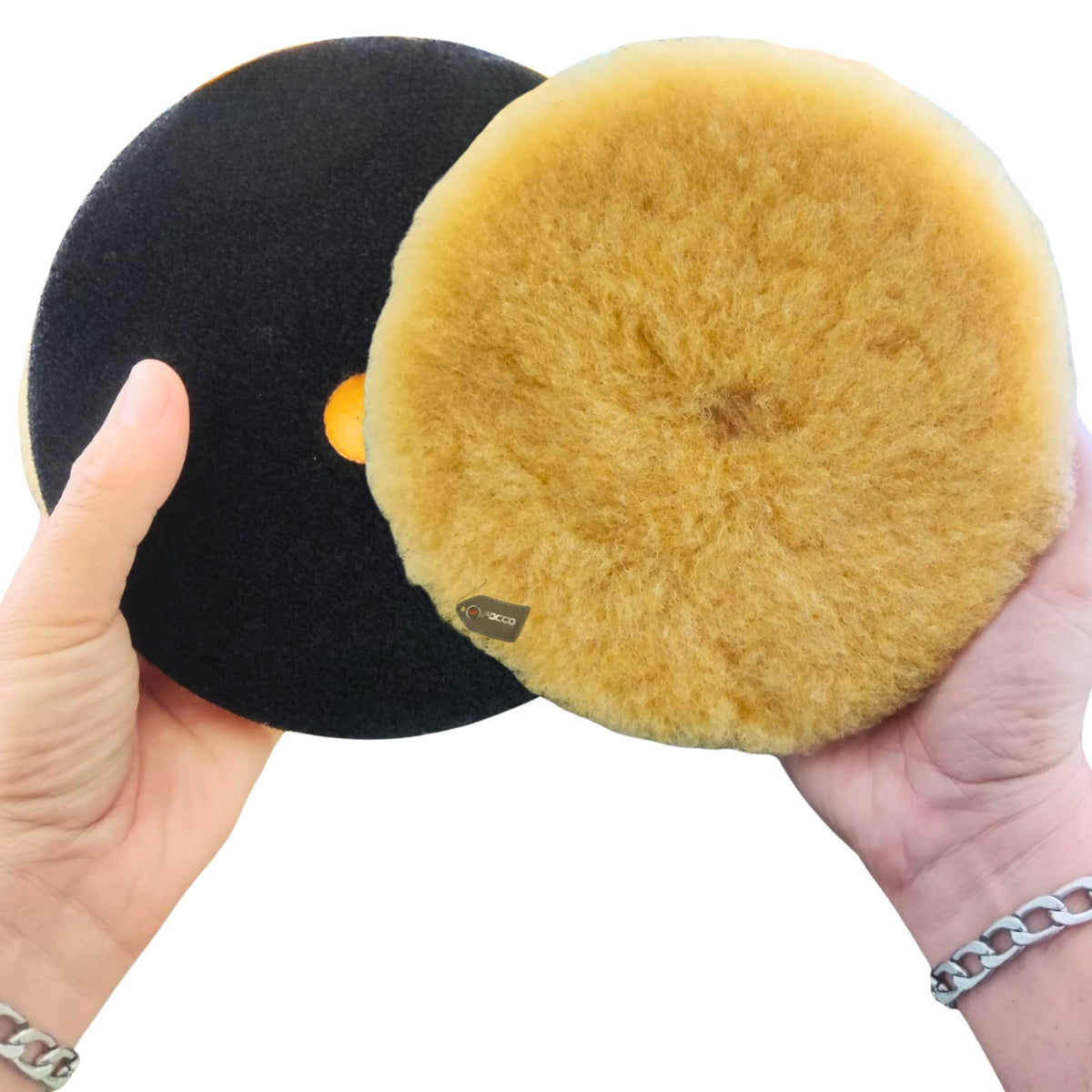 Boina de Lã Híbrida Amarela c/ Interface Laranja 6" RS Mills