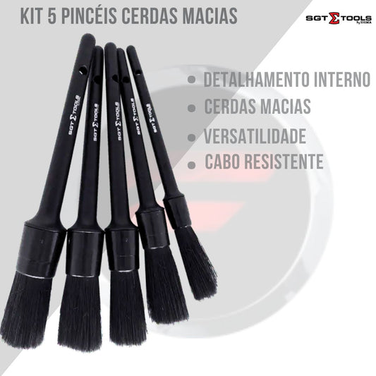 Kit 5 Pinceis Macios Detalhamento Interno Sigma Tools