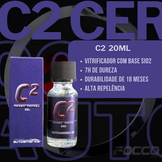 Kit Vitrificador C2 20ml Autoamerica + Aplicador de Microfibra