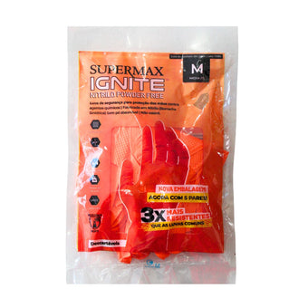 compare product Luva Nitrílica Laranja M 5 Pares Supermax