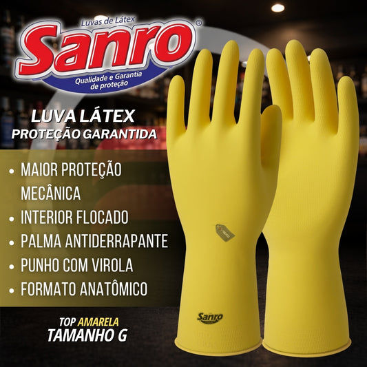 Luva Latex Amarela Sanro