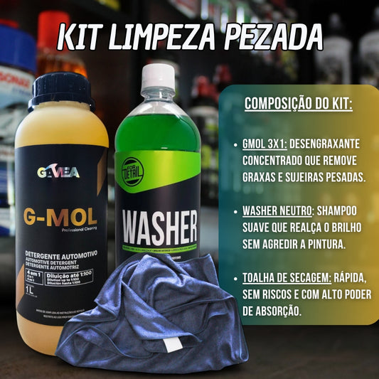 Kit Limpeza Pezada Gmol Desengraxante 3x1 Shampoo Neutro 1l