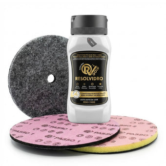 compare product Kit Polidor Vidros 250g + Lixas P1/P2 + Boina Resolvidro