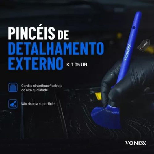 Kit c/ 5 Pinceis para Detalhamento Externo Vonixx