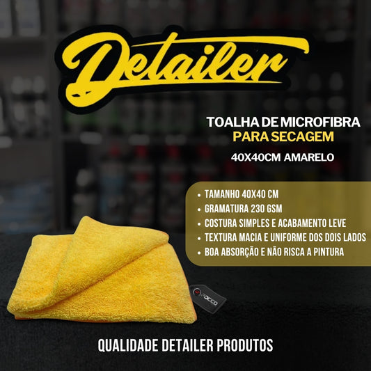 Toalha de Microfibra 40x40cm 230gsm Amarelo Detailer
