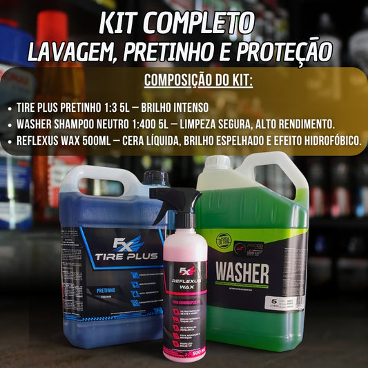 Kit Completo Lavagem Pretinho Concentrado 1:3 e Proteção  FX