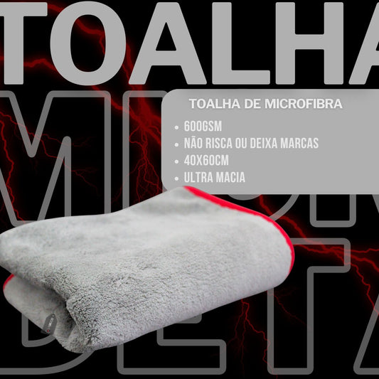Toalha de Microfibra Cinza 40x60 600gsm  Borda Vermelha Detailer