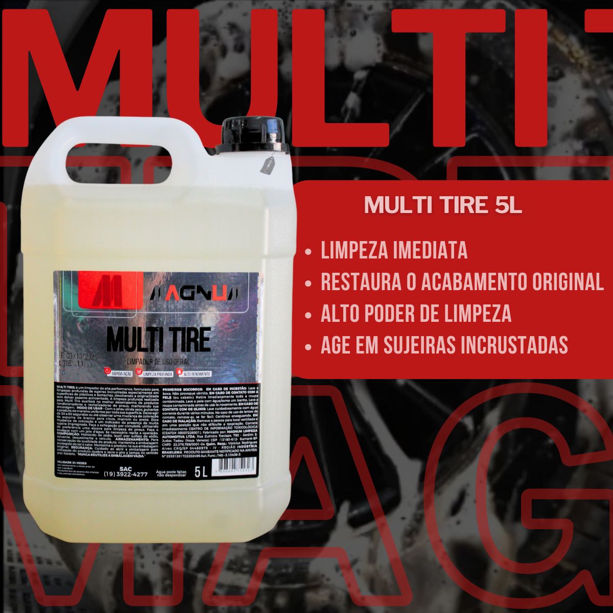 Multi Tire Limpador de Pneus e Borrachas 5l Magnum – Focco Auto