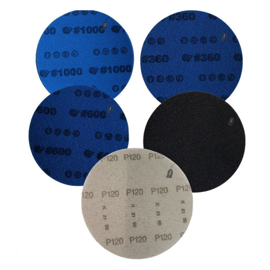 Kit 5 Lixas P/ Vidros 6" + Boina de Feltro 5" Resolvidro