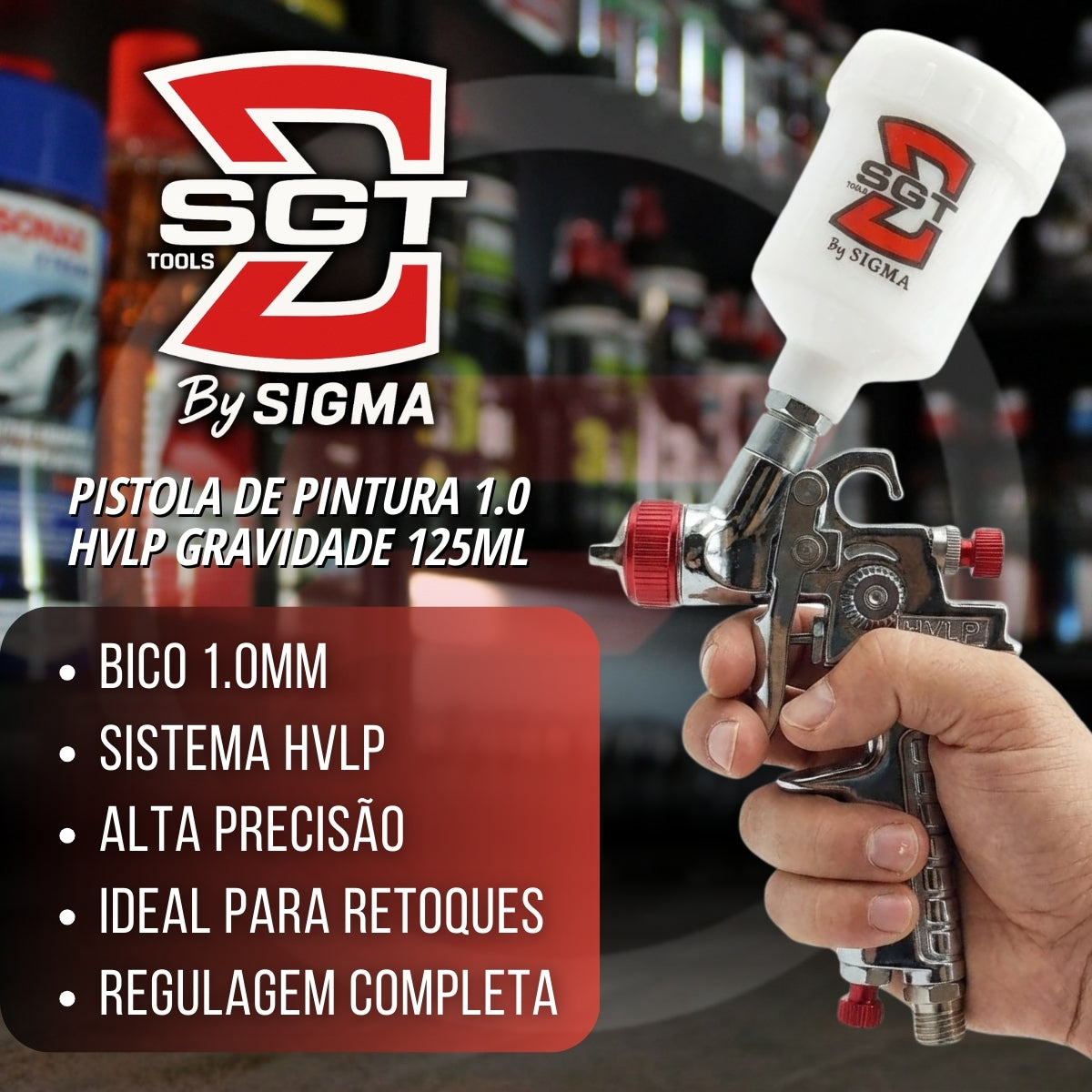 Pistola de Pintura 1.0 HVLP Gravidade 125ml Sigma Tools – Focco