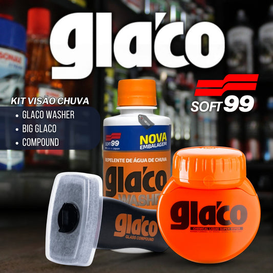 Kit Visão Chuva Glaco Washer + Big Glaco + Compound  Soft99