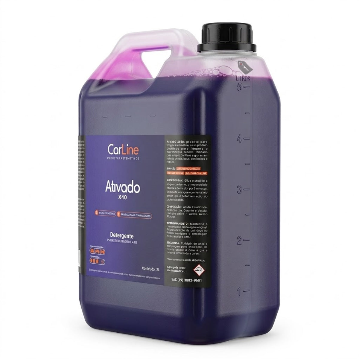 Ativado 1x40 Detergente Desincrustante Ácido 5L Carline