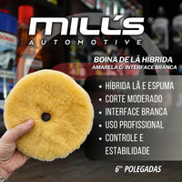 Boina de Lã Híbrida Amarela c/ Interface Branca 6" RS Mills