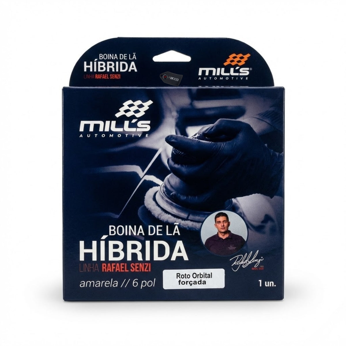 Boina de Lã Híbrida Amarela c/ Interface Branca 6" RS Mills