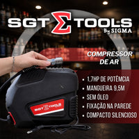Compressor de Ar 1,7HP Isento de Óleo Carretel Sigma Tools