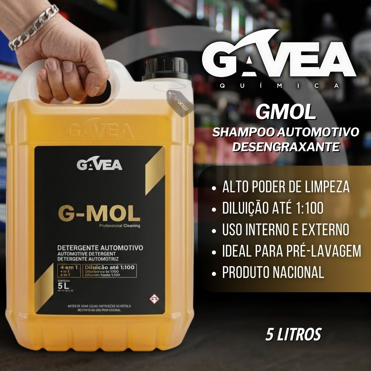 GMol Shampoo Automotivo Desengraxante 3x1 1:100 5l Gavea