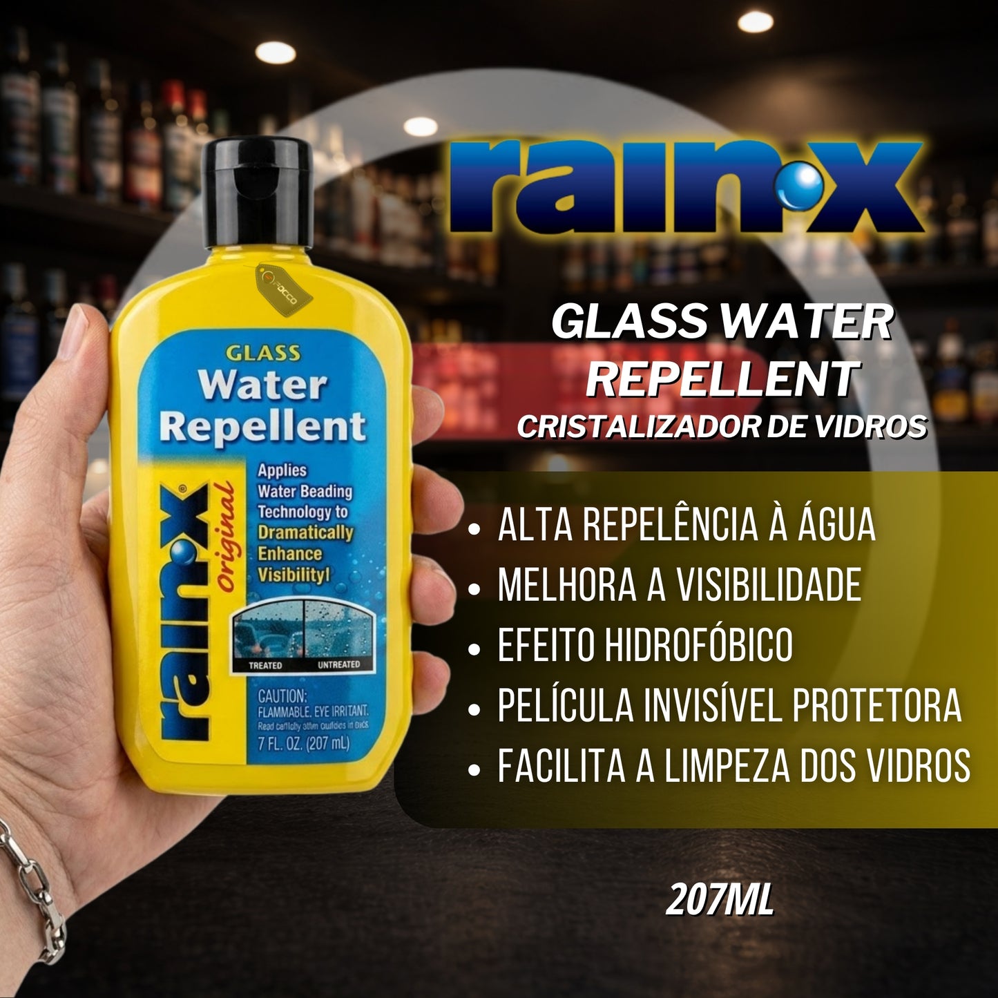 Glass Water Repellent Cristalizador de Vidros 207ml Rain X