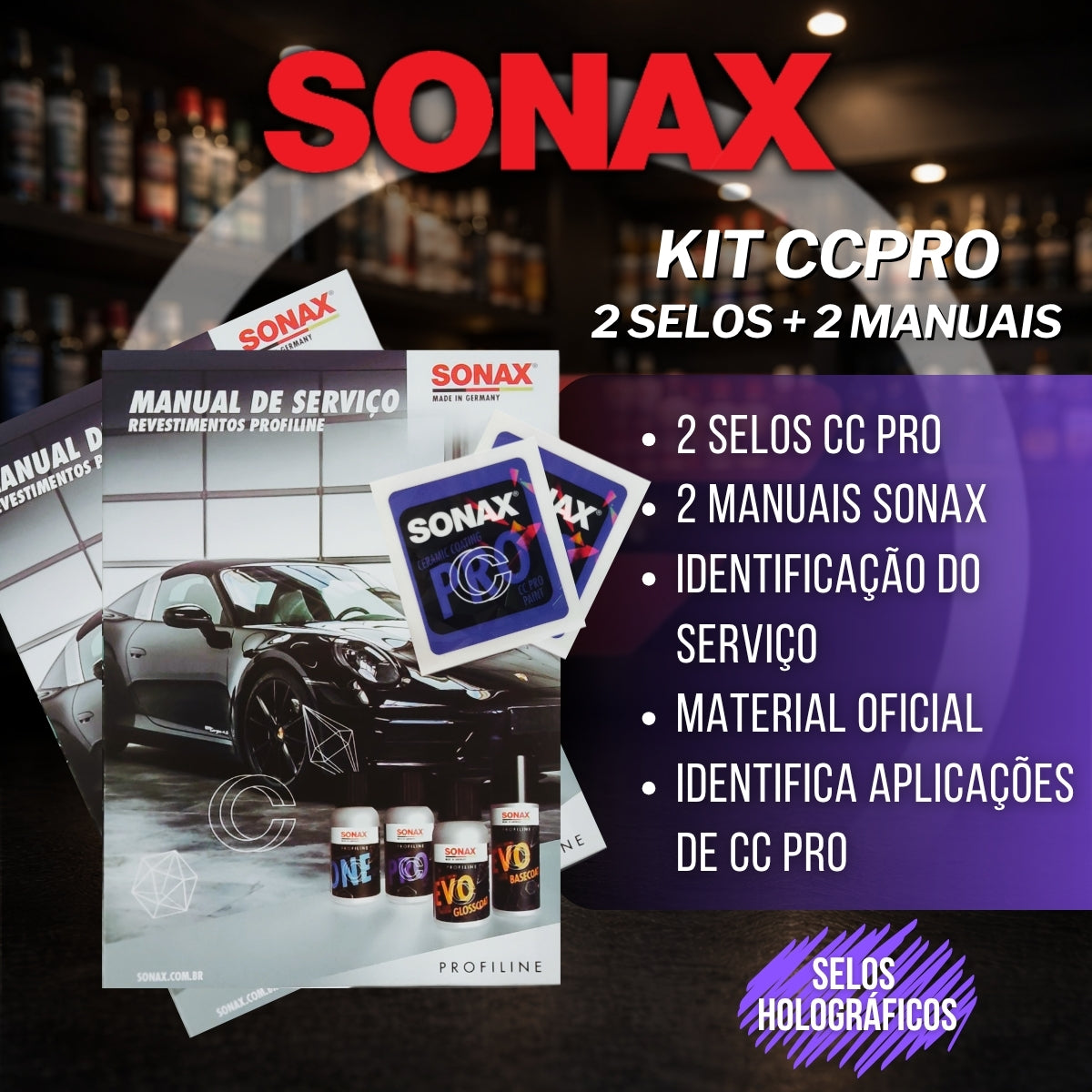 Kit 2 Selos Com 2 Manuais CCPro  Sonax