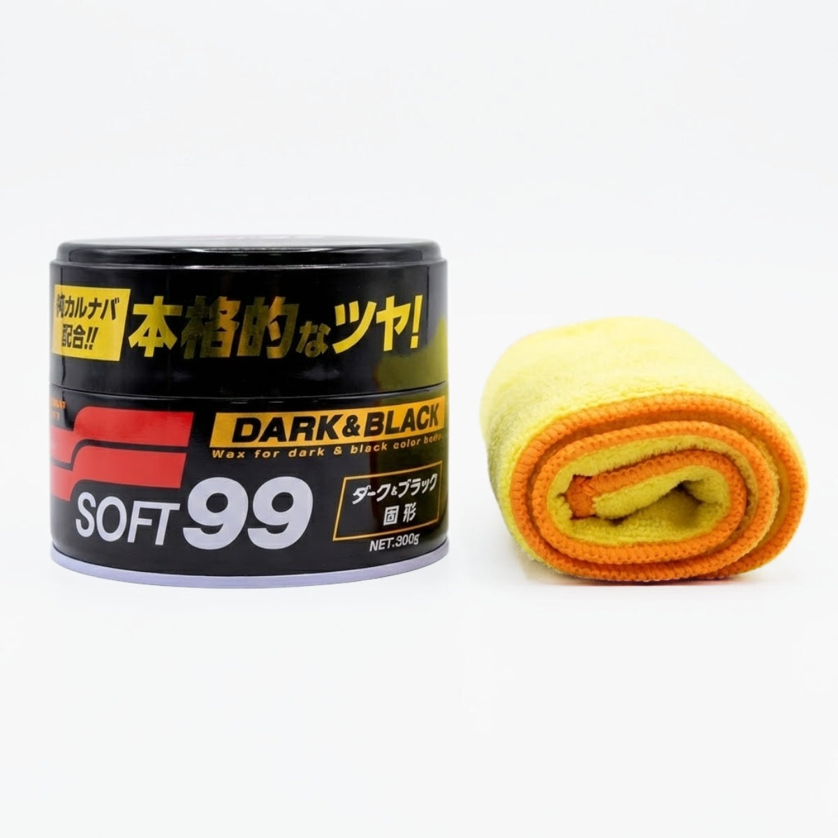 Kit Cera Dark & Black 300g Soft99 + Toalha de Microfibra 310gsm 40x40cm