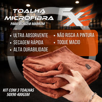 Toalha de Microfibra para Secagem 50x90 Marrom FX