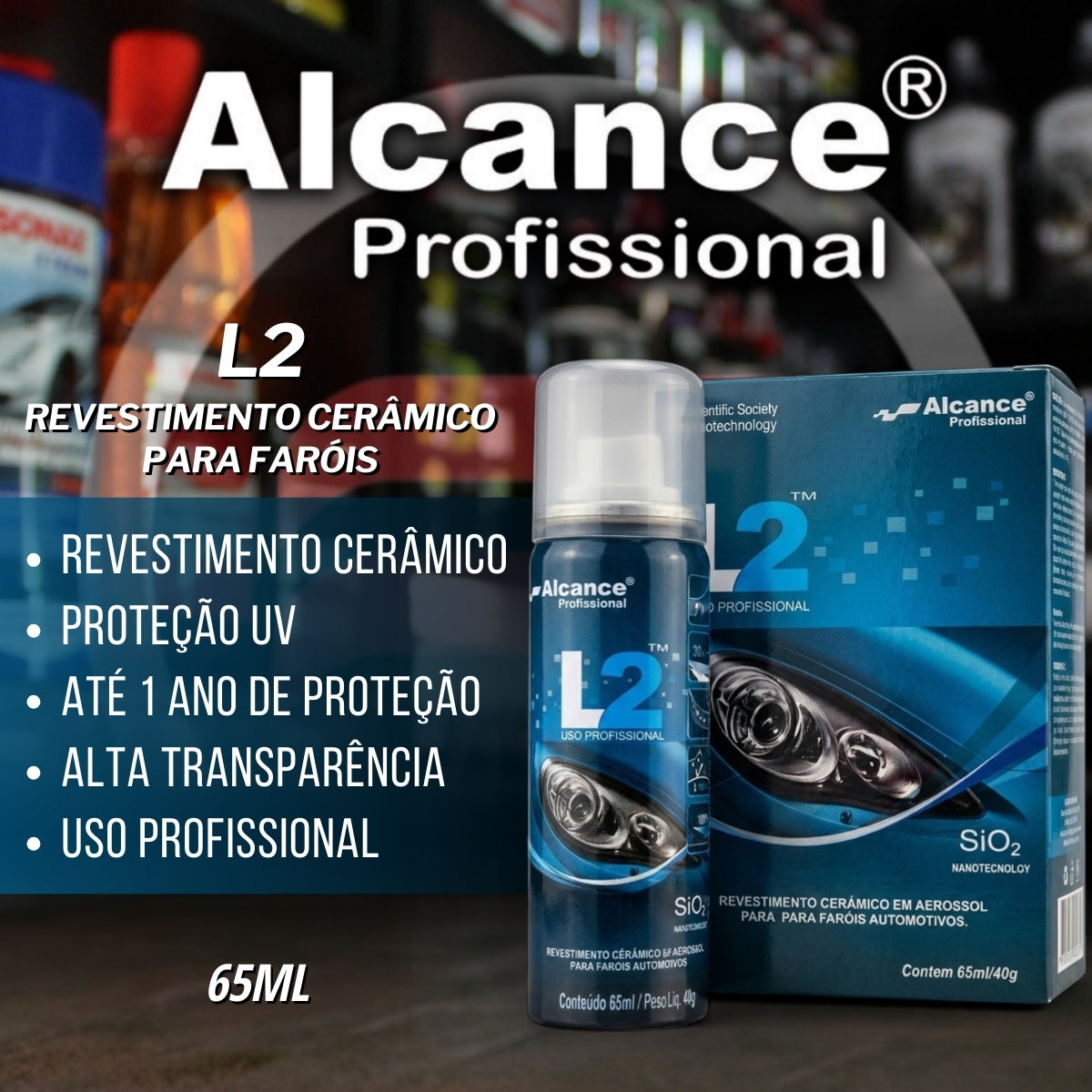 L2 Revestimento Cerâmico para Faróis 65ml Alcance