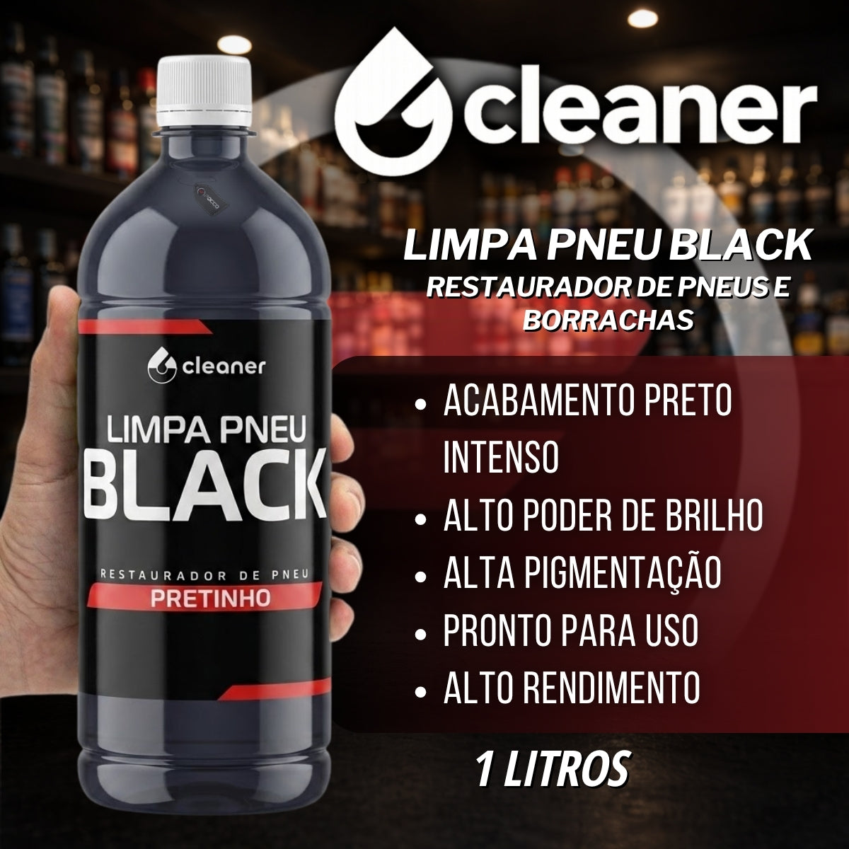 Limpa Pneu Black Restaurador de Pneus e Borrachas 1l Cleaner