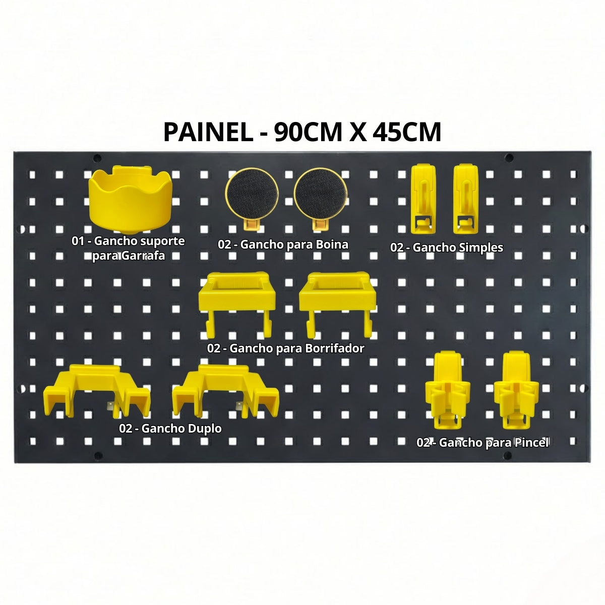 Painel para Ferramentas Black Plate 90cm x 45cm Completo Detailer