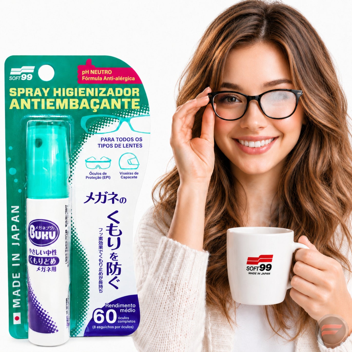 Spray Antiembaçante limpeza/óculos Portatil Soft99