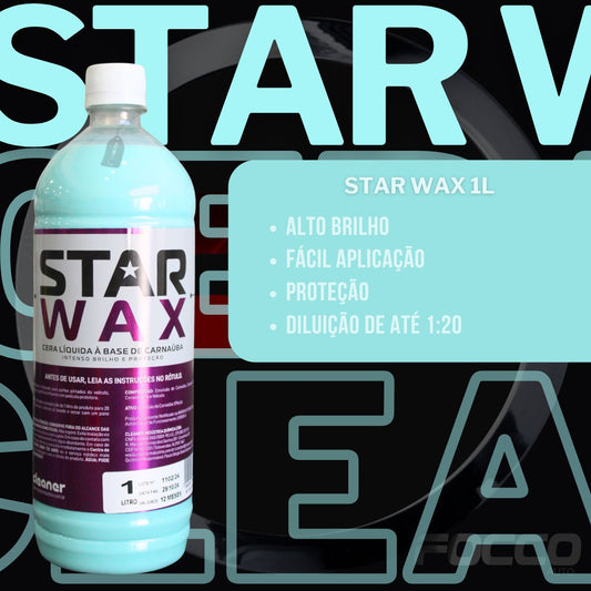 Kit Star Wax Cera Liquida Carnauba 1:20 1l + Microfibra