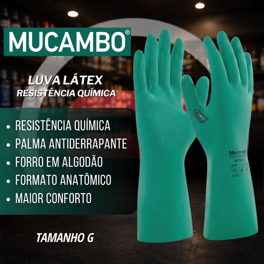 Luva Látex Resistência Química Verde G Mucambo