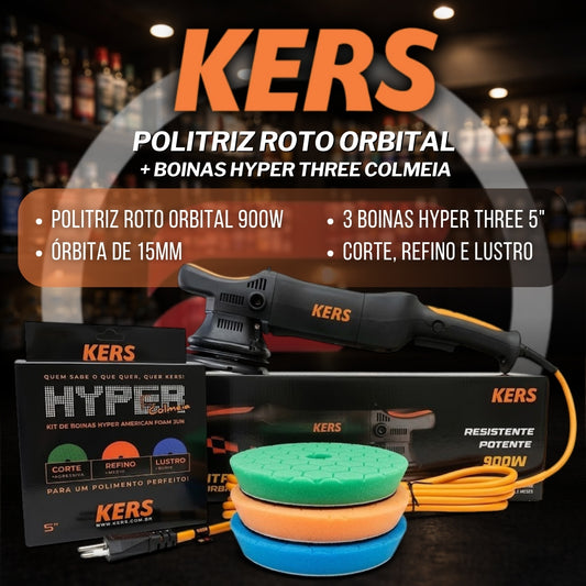 Politriz Roto Orbital RS 15mm 900W 220v + Kit Boinas Kers