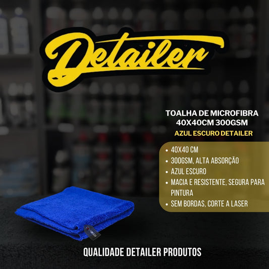 Toalha de Microfibra 40x40cm 300gsm Azul Escuro Detailer